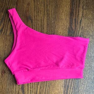 Skatie pink one shoulder sports bra